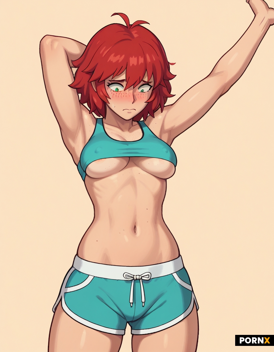 skinny woman with medium red hair