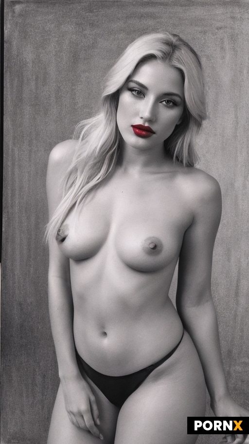 black and white charcoal drawing of a beautiful blonde woman
