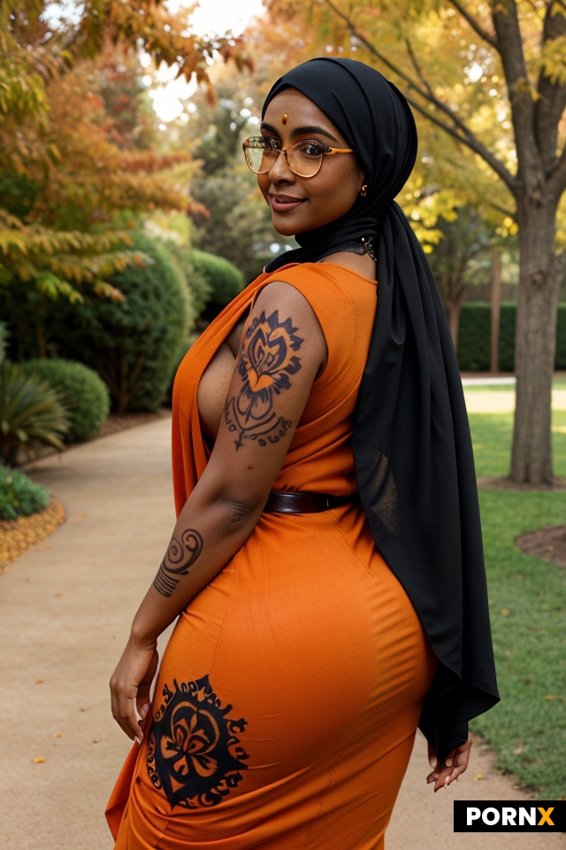 orange hijabi woman
