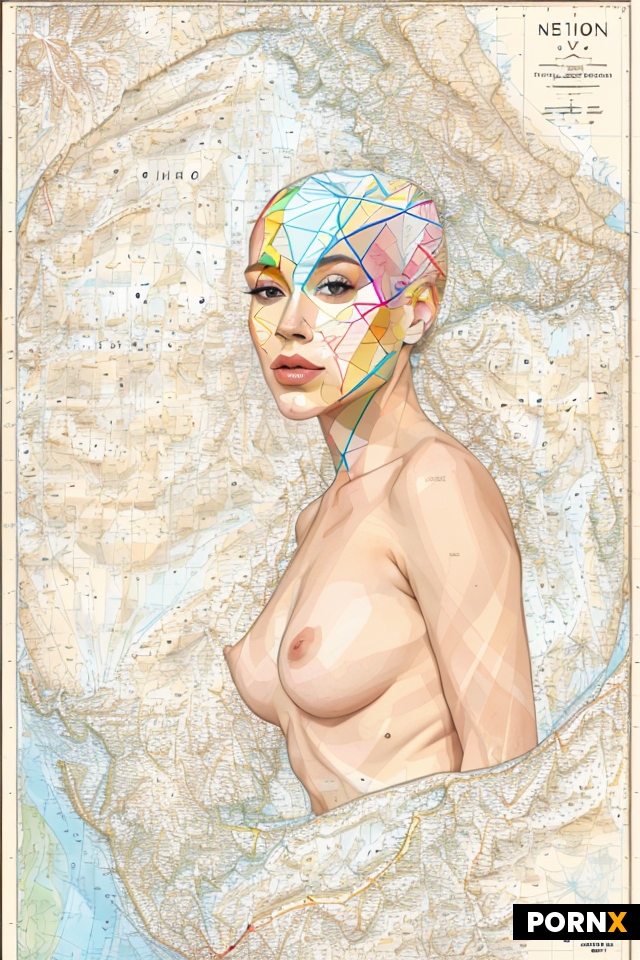 A minimalist portrait of a nude female inspired by the style of geography elevation maps