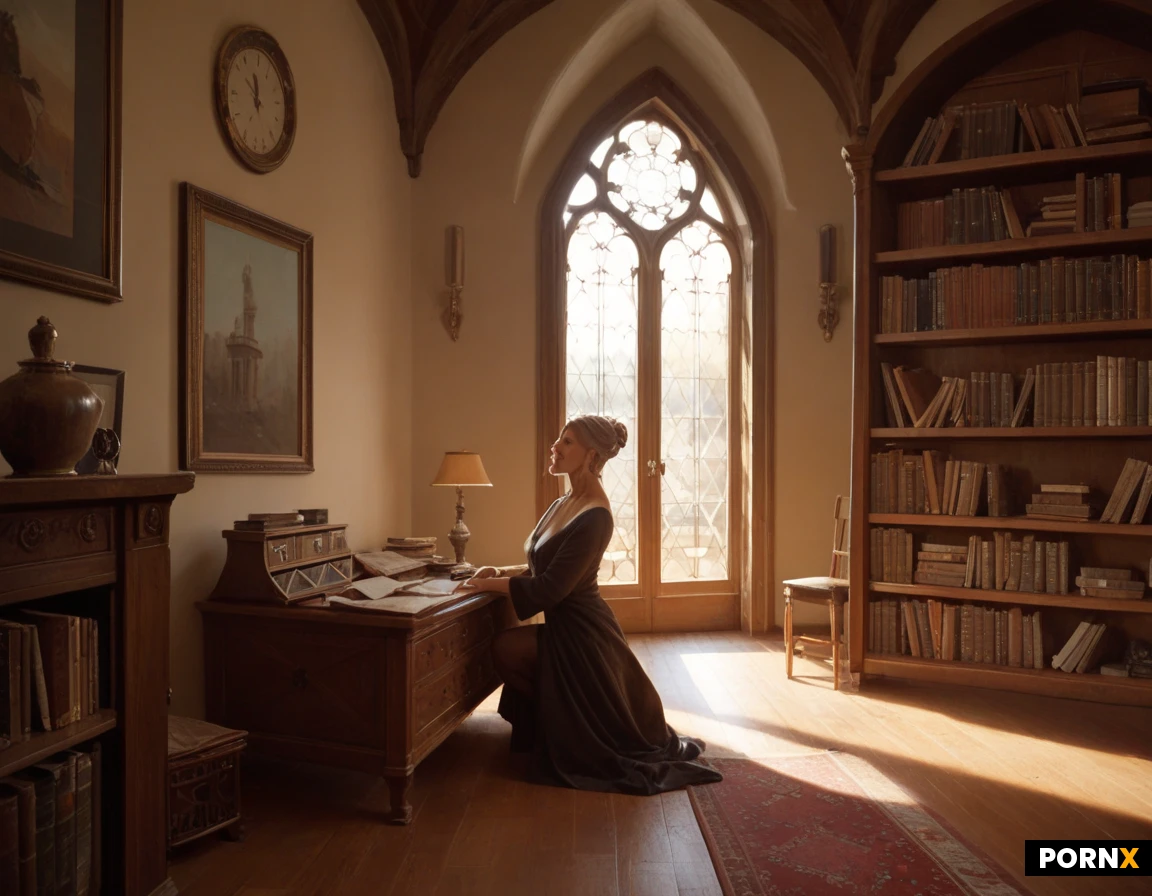 A private library, modern and cozy, a enjoyable look, on the center space, a studio for drawing and painting, modern art, architecture magazine pictorial