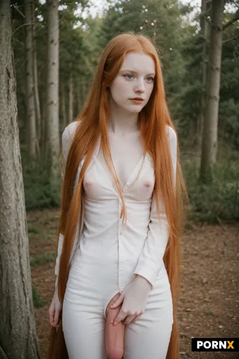 Very skinny redhead transsexual goddess with a beautiful face and a huge flaccid thick shemale penis