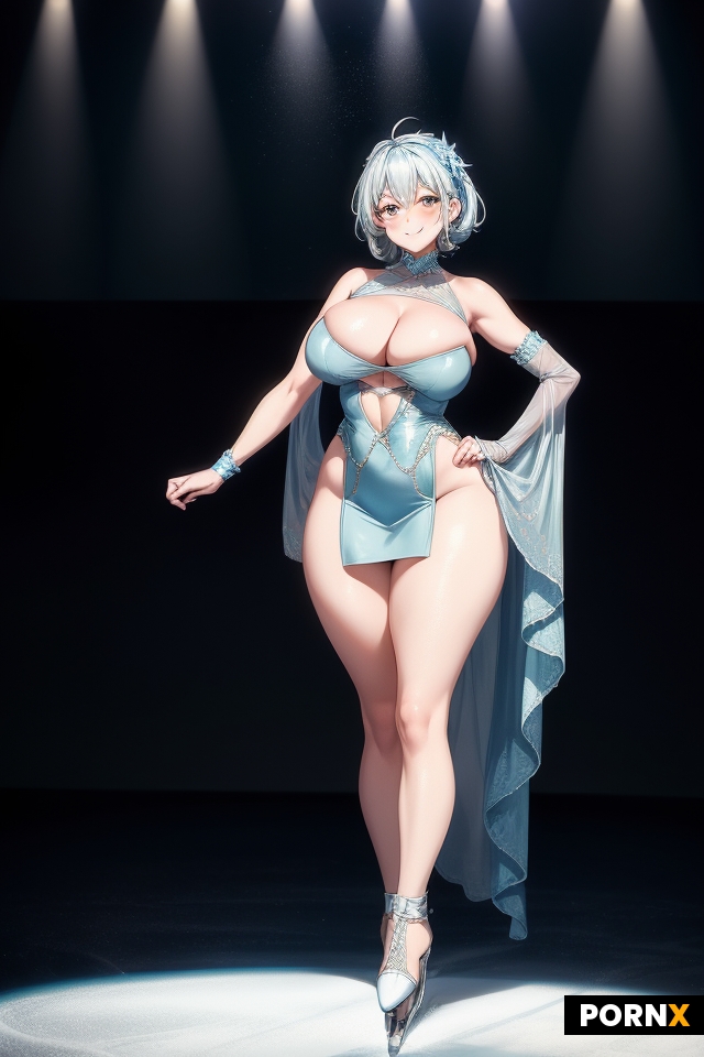 Busty woman with thick thighs and colossal breasts