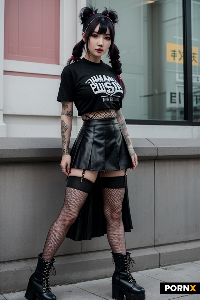 Beautiful taiwanese woman dressed as a punk